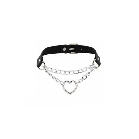 Collar Corazón Metal negro Fetiche Amor